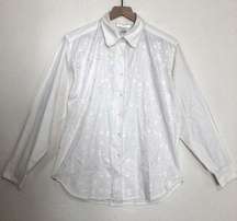 VINTAGE! 90s CASUAL CORNER & CO. WHITE EMBROIDERED SCALLOPED BUTTON UP SHIRT TOP