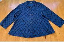 Habitat Blue Button Rayon Nylon Collared Stretch Swing Blazer Jacket, Size M