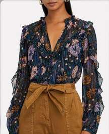 VERONICA BEARD
Abra Lurex Floral Silk Blouse