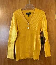 LRL Lauren Jeans Co Ralph Lauren Ribbed Pullover Sweater La Plage Golden Yellow