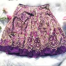 Alfani Petites Cotton Purple Paisley Skirt Layered