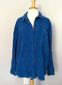 Royal Blue Corduroy Cord Shacket Jacket
