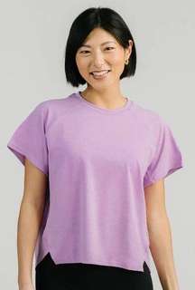 Zyia Active Women’s Offset T Short Sleeve Crewneck Lilac Draft Medium