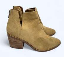 BP Boots Womens Taupe Block Heel Size 9.5 Cut Out Western Ankle Zip Almond Toe