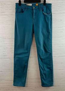 Pilcro Stet Skinny Fit Teal Hi Rise Jeans Size 32