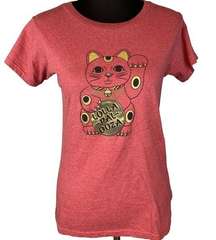 Vintage Lollapalooza Womens T-Shirt Top L Large Red Lucky Cat District Threads