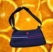 Tommy Hilfiger Black with Red/White/Blue Center Stripe‎ Canvas Purse