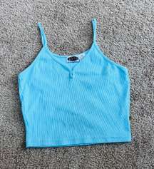 Blue Asphalt Ribbed Crop Tank Top 