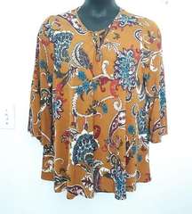 Paisley Grace orange bell sleeve blouse