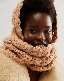 Daria Crochet Hood Scarf NWT