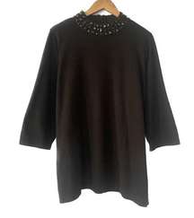 Quacker Factory Black Jewel Neck Sweater Size 1X