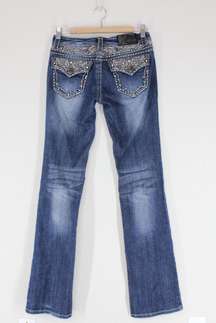 GRACE IN LA VTG Y2K GRACE Dark Wash Low Rise Boot Cut Embellished Jeans