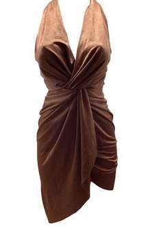 Day and Night Copper Brown Twist Open Back Dress Size Medium New with Tags