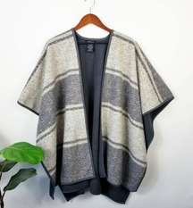 IKE‎ BEHAR Reversible Fleece Poncho Wrap On OS