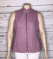 Coldwater Creek Size 18W Purple White Herringbone Zip Up Wool Blend Vest Jacket