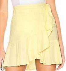 NEW Free People Linen Blend Lemon Gelato Ruffle Skirt Women’s 6