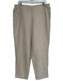 J. Jill Love Linen 100% Linen Pull-On Pants in Beige - Size L