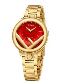 Fendi Timepiece Run Away Red Dial Watch 28mm Gold Logo Unisex