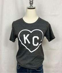 Charlie Hustle KC Heart Tee Shirt Dark Grey Kansas City Slim Fit T-Shirt Sz XS