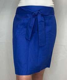 Factory Women's Linen Mini Skirt Royal Blue 10 Tie Waist Zipper