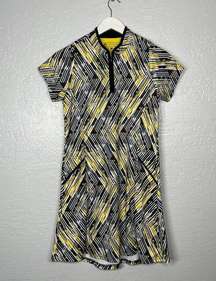 Bermuda Sands Women S Yellow Black White Golf Dress Short Sleeve 1/4 Zip Pockets