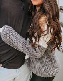 Tan, White, & Gray Sweater