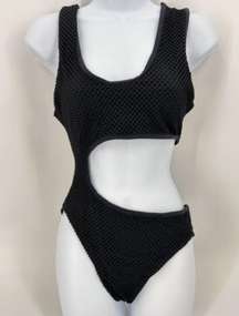 NWT Yandy Black Fishnet Monokini Bathing Suit Cut out XL Sexy Mesh swimsuit