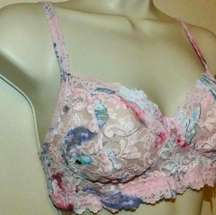 XS Cherie Retro Lace Bralette in Pink Multi