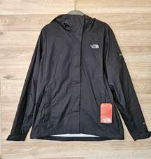 The North Face Dryvent Black Hooded Packable Rain Jacket Women’s Large NWT