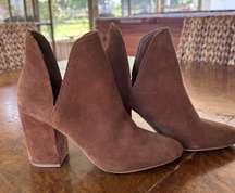 Brown Suede Heeled Booties