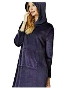32 Degrees Sleep Shirt Hoodie Cozy Sleepwear Loungewear Blue S/M Small Medium