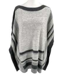 Chico's Zenergy Stripe Poncho Sweater Cozy Grey Heather size Small/Medium