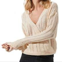 ASTR THE LABEL | S Wrap Front Pointelle Cream Sweater