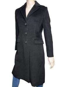 Cinzia Rocca Women’s Size 8 Black Wool Notched Collar Classic Coat