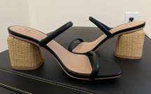 Black Block Heel Sandals 