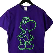 2014 Nintendo Yoshi T Shirt Video Game Graphic Tee 100% Cotton Purple Medium M