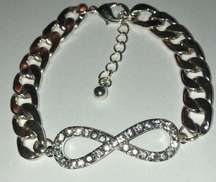 Silver Tone Chain Infinity CZ Pave 7” Bracelet