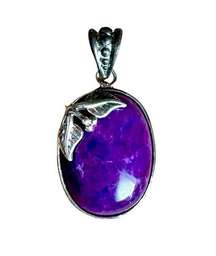 Vintage Purple Flourite Gemstone Pendant