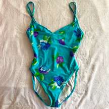 Vintage Blue Floral One Piece Swimsuit