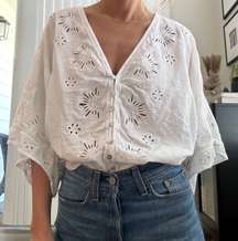 Collection White Eyelet Button Down Top