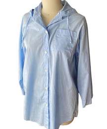 JANTZEN Hoodie Light Blue Hooded Oversized Blouse ~ Women's Size LARGE