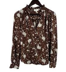 Bohme Brown Floral Lightweight Blouse Small