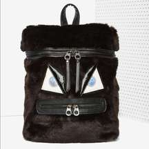 Nasty Gal x Nila Anthony Mad Faux Fur Backpack Black