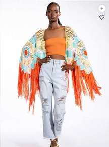 Here Comes the Sun crochet fringe cardigan