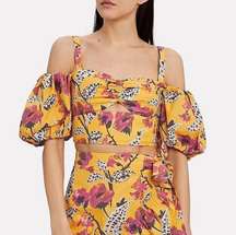 A.L.C. Melody Off-The-Shoulder Puff Sleeve Yellow Floral Print Cropped Top NWT