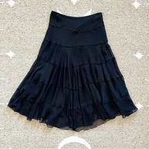 NY Collection Black Chiffon Tiered Maxi Skirt