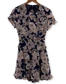 Bardot Floral Open Back Mini Dress Size 4