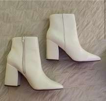 White Heel Booties