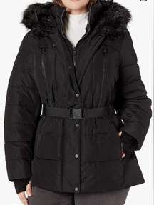 New women’s puffer belted hoodie jacket, Size S