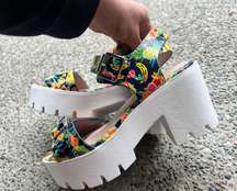 Fruit Pattern Platform Sandals